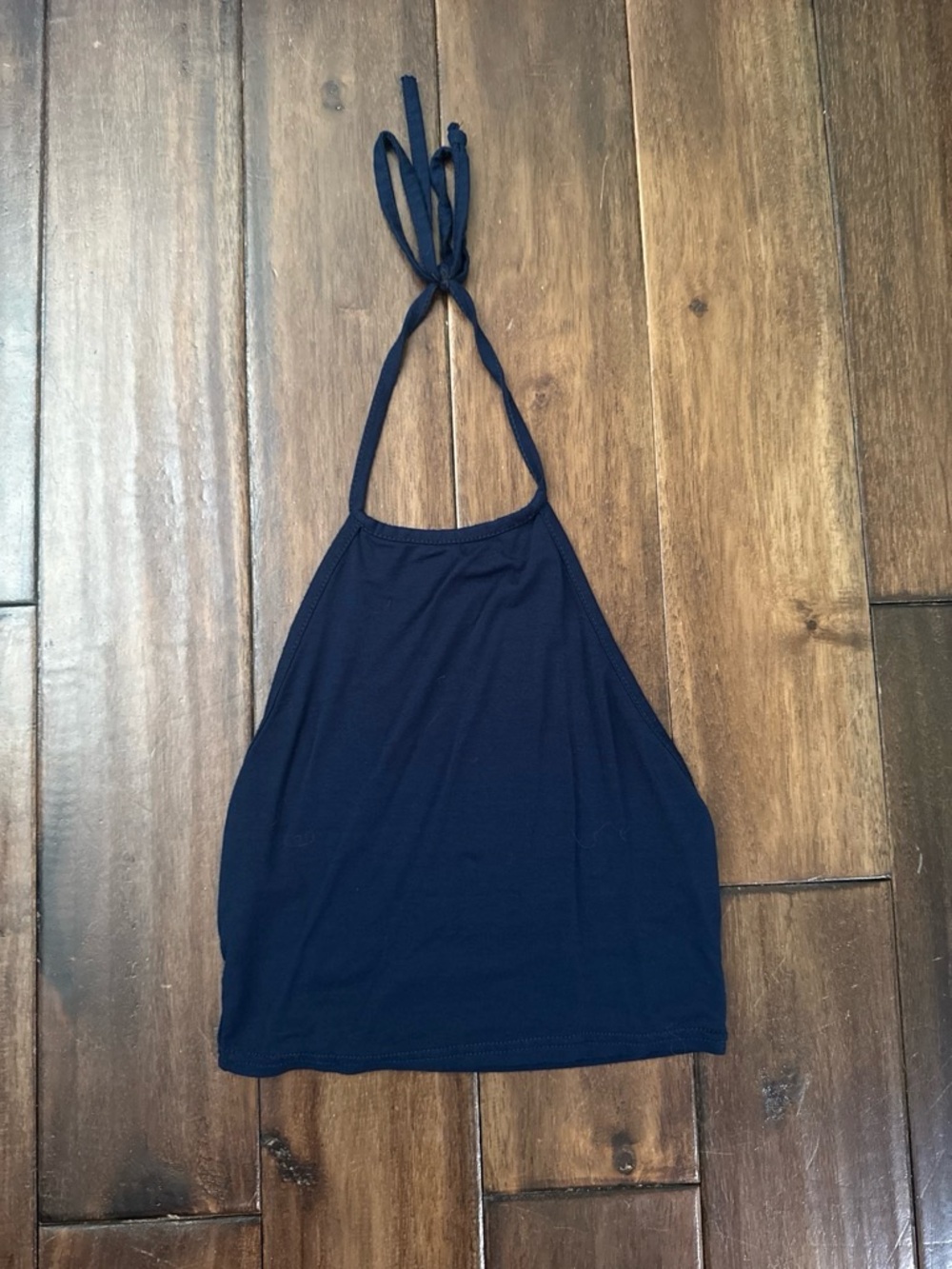 Boohoo Navy Halter Neck Crop Top